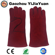 Red Cowhide Split Leder Sicherheit Industrie Schweißer Handschuhe mit Ce En 407